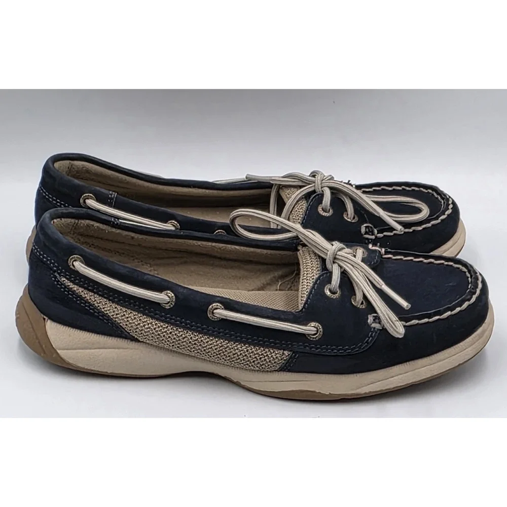 Sperry Top-Sider Angelfish Boat Shoes Women's 7M Navy STS94002 Leather Canvas
